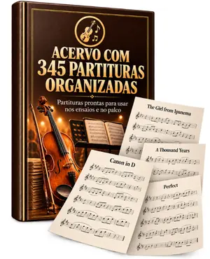 Mockup do acervo com 345 partituras organizadas